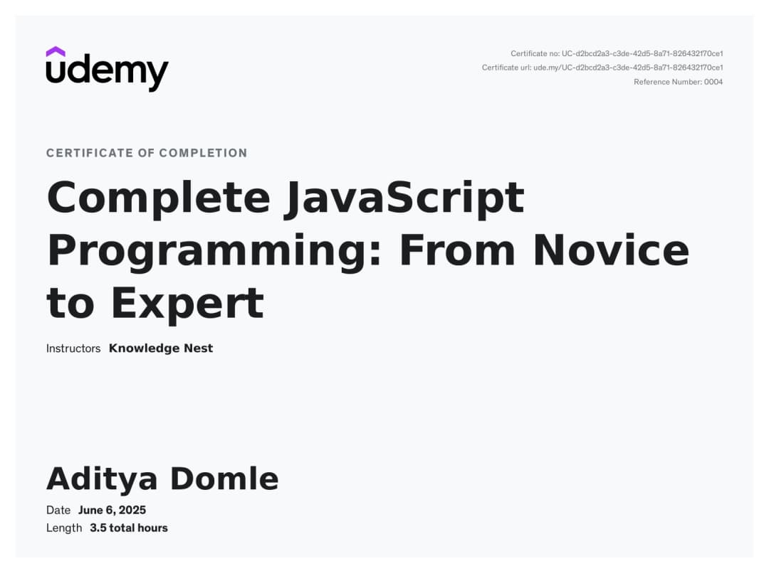 JavaScript (Udemy)